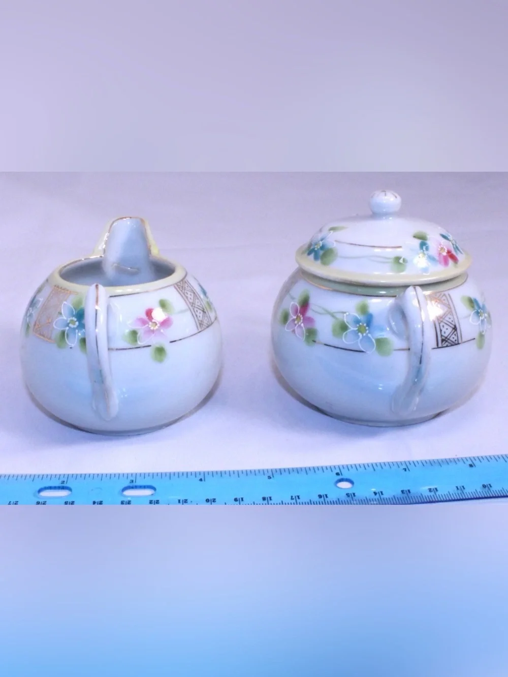 Vintage Art Deco styled Nippon porcelain creamer and sugar bowl set